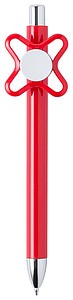 Plastic ballpoint pen with fidget spinner clip, red