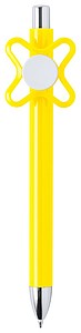 Plastic ballpoint pen with fidget spinner clip, yellow