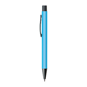 Plastic ballpoint pen with metal clip