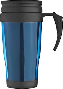 Plastic thermal travel mug – 0.4 l, blue