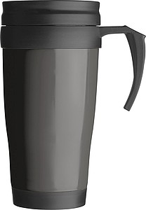Plastic thermal travel mug – 0.4 l, grey