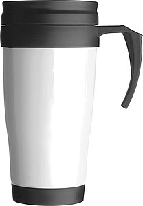 Plastic thermal travel mug – 0.4 l, white
