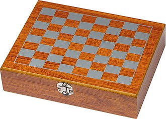 Playset with hip flask, chess and card game
