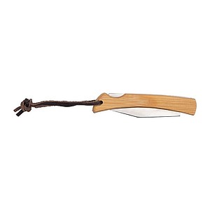 Pocket knife with bamboo bowls and hanging loop