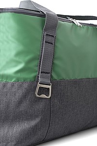 Polycanvas (600D) cooler bag with PEVA interior lining and adjustable straps.