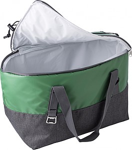Polycanvas (600D) cooler bag with PEVA interior lining and adjustable straps.