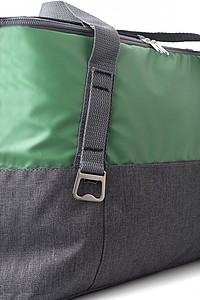 Polycanvas (600D) cooler bag with PEVA interior lining and adjustable straps.