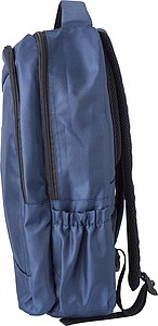 Polyester (1680D) backpack with 2 front pockets, and side pockets.
