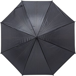 Polyester (170T) automatic umbrella with eight panels. Metal and fibreglass frame and EVA handle.