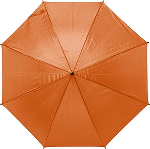 Polyester (170T) automatic umbrella with eight panels. Metal and fibreglass frame and EVA handle.