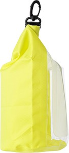 Polyester (210T) watertight bag with PVC phone pouch and plastic closure.