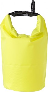 Polyester (210T) watertight bag with PVC phone pouch and plastic closure.