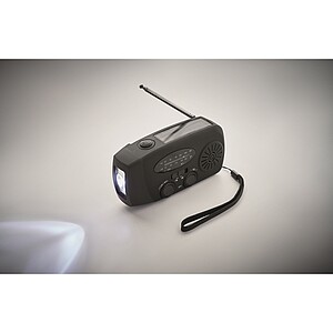 Portable radio with LED torch, black