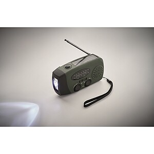 Portable radio with LED torch, dark green