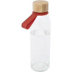 Porto 500 ml glass water bottle with silicone handle and bamboo lid, brick
