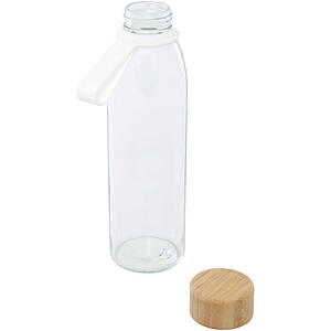 Porto 500 ml glass water bottle with silicone handle and bamboo lid, transparent clear