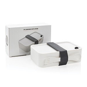 PP lunchbox with spork, white