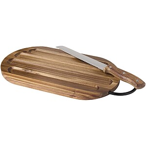 Prestige acacia wood chopping board with bread knife, wood