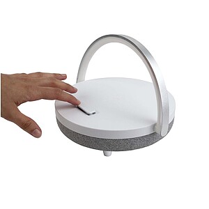 Prixton 4-in-1 10W Bluetooth® speaker with LED light and wireless charging base, white