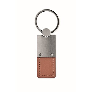 PU and metal key ring, brown