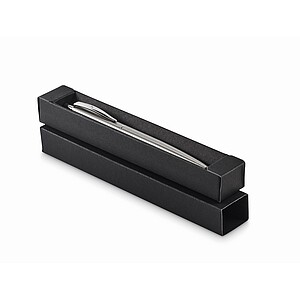 Push button pen in box, matt silver