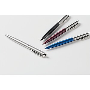 Push button pen in box, matt silver