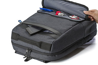 PVC backpack with anti-theft back pocket.