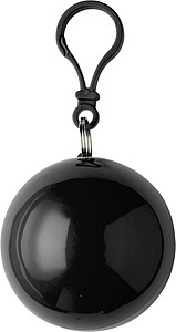 PVC Poncho in an ABS plastic ball with a snap hook attachment.