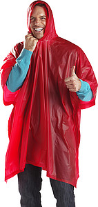 PVC Poncho in an ABS plastic ball with a snap hook attachment.