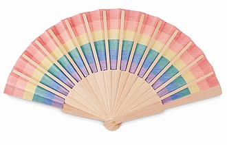 Rainbow wooden hand fan