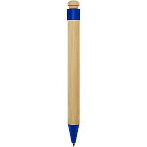 Rattan bamboo and recycled plastic ballpoint pen, blue
