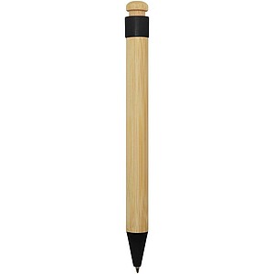 Rattan bamboo and recycled plastic ballpoint pen, solid black