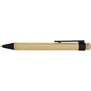 Rattan bamboo and recycled plastic ballpoint pen, solid black