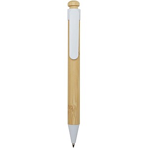 Rattan bamboo and recycled plastic ballpoint pen, white