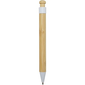 Rattan bamboo and recycled plastic ballpoint pen, white