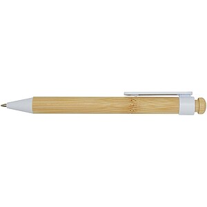 Rattan bamboo and recycled plastic ballpoint pen, white