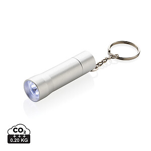 RCS recycled aluminium keychain torch, silver grey