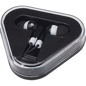Rebel earbuds with recycled plastic storage box, solid black