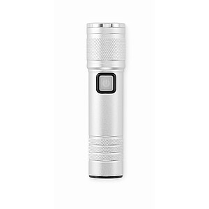 Rechargeable COB light torch, matt silver