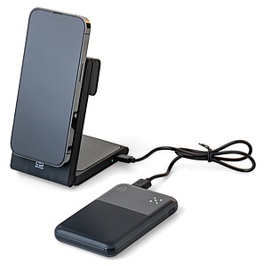 Recycled ABS 3-in-1 magnetic wireless charger Valerio, black