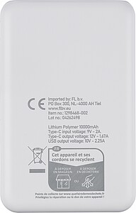 Recycled ABS powerbank Rayen, white