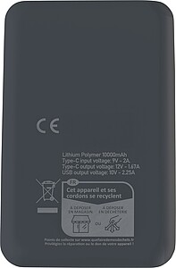 Recycled ABS powerbank Tavi, black