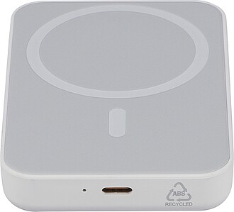 Recycled ABS wireless charger powerbank Miren, white