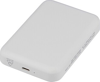Recycled ABS wireless charger powerbank Miren, white