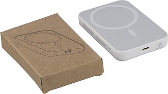 Recycled ABS wireless charger powerbank Miren, white