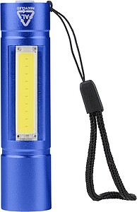 Recycled aluminium COB flashlight Sami, cobalt blue