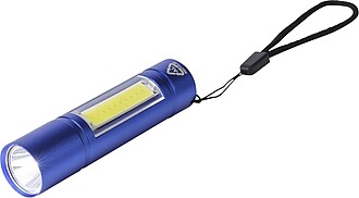 Recycled aluminium COB flashlight Sami, cobalt blue