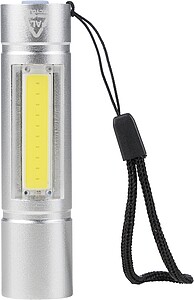 Recycled aluminium COB flashlight Sami, silver