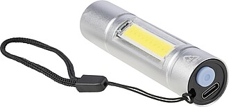 Recycled aluminium COB flashlight Sami, silver