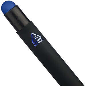 Recycled aluminium rubberized ballpen Formentera, cobalt blue